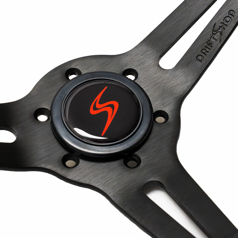 DriftShop Steering Wheel (70 mm Dish), "M Power V2" Edition, Black Perforated Leather
